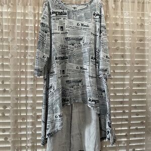 ‘NUGGLES Medium Newspaper Print High Low Top